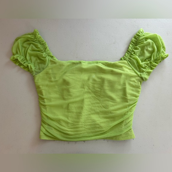 Tic Toc Green Ruffle Crop Top - Picture 3 of 3